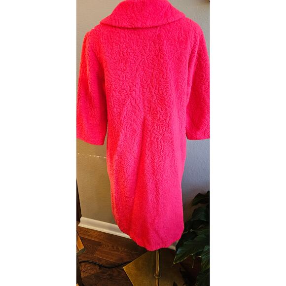Vintage Gaymode Penneys 1950's Cozy Fleece Button Up ROBE Women Sm Med Hot Pink - Picture 6 of 13